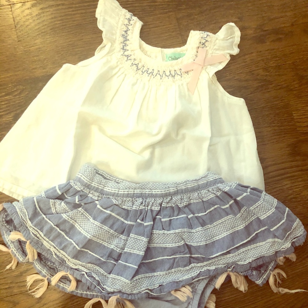 Girls top and chambray skort set - 12M